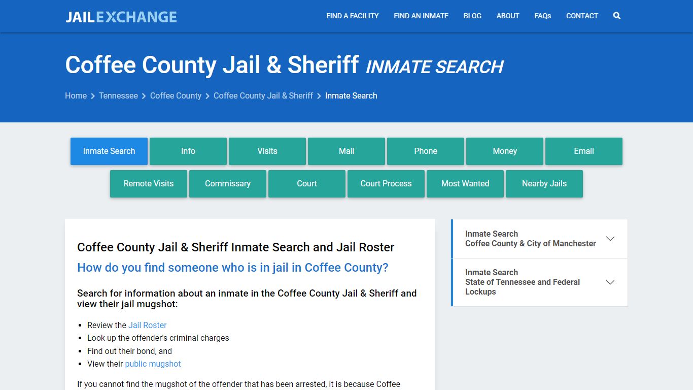 Inmate Search: Roster & Mugshots - Coffee County Jail & Sheriff, TN