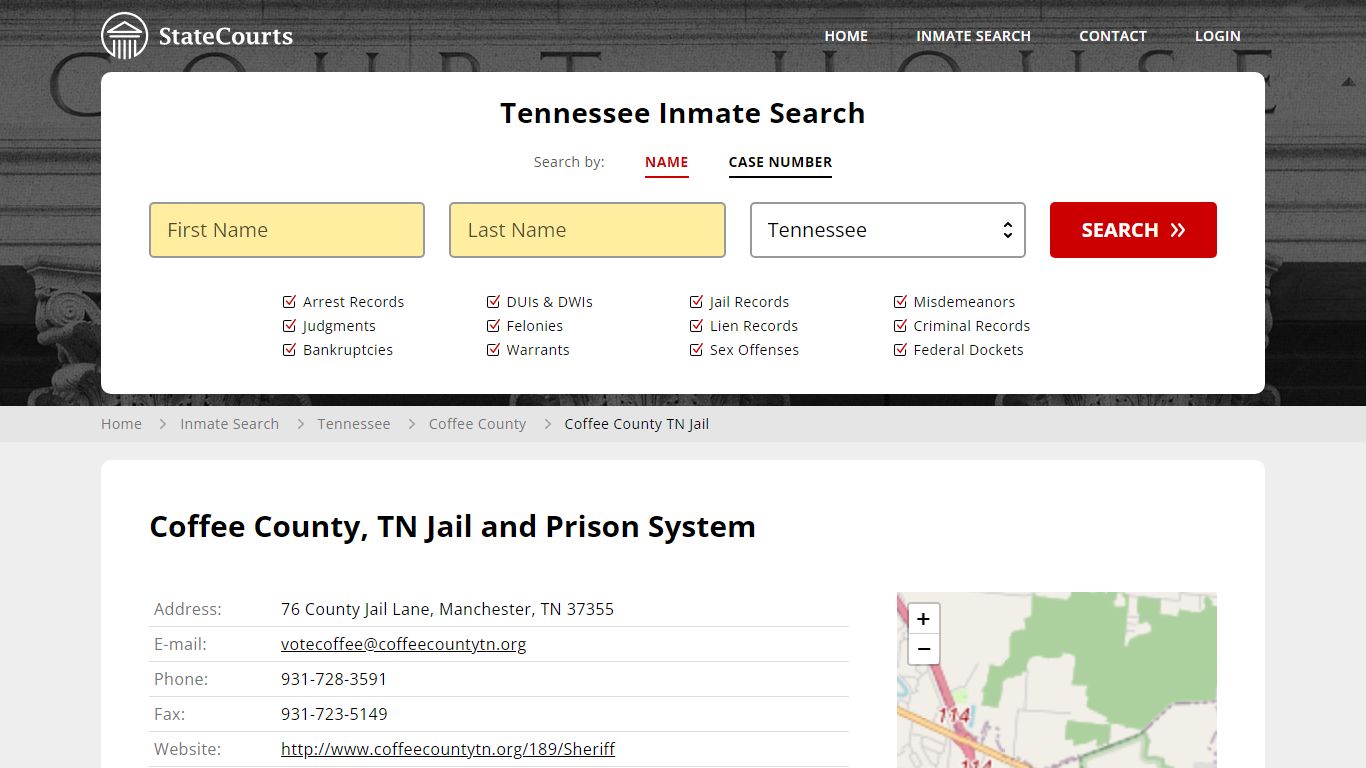 Coffee County TN Jail Inmate Records Search, Tennessee - StateCourts