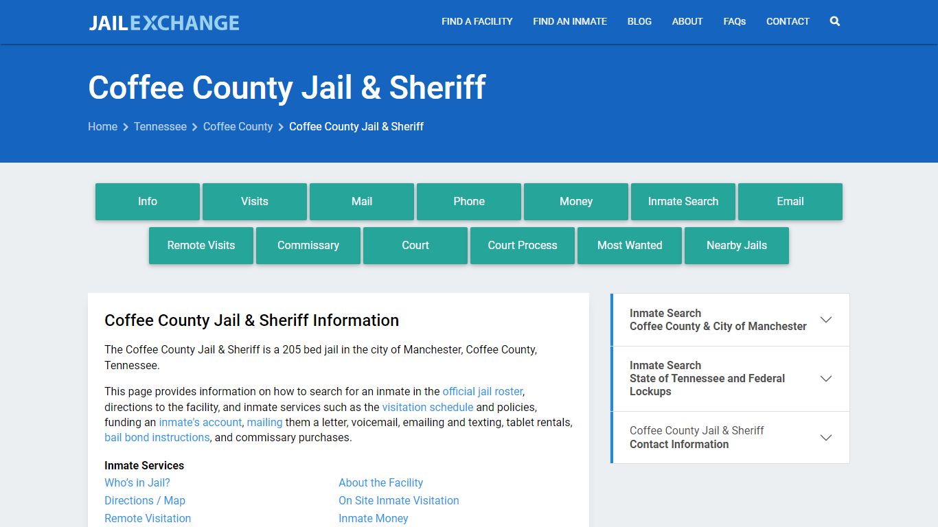 Coffee County Jail & Sheriff, TN Inmate Search, Information
